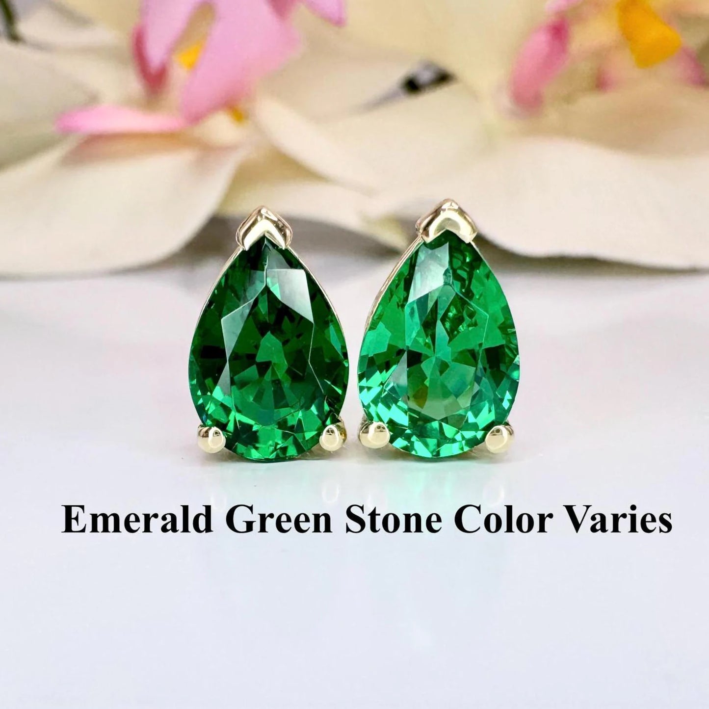 Pear Shape Emerald Solitaire Pendant Necklace For Ladies, 14K Yellow Gold May Birthstone Pendant Gift For Her, Ladies Emerald Necklace #6999