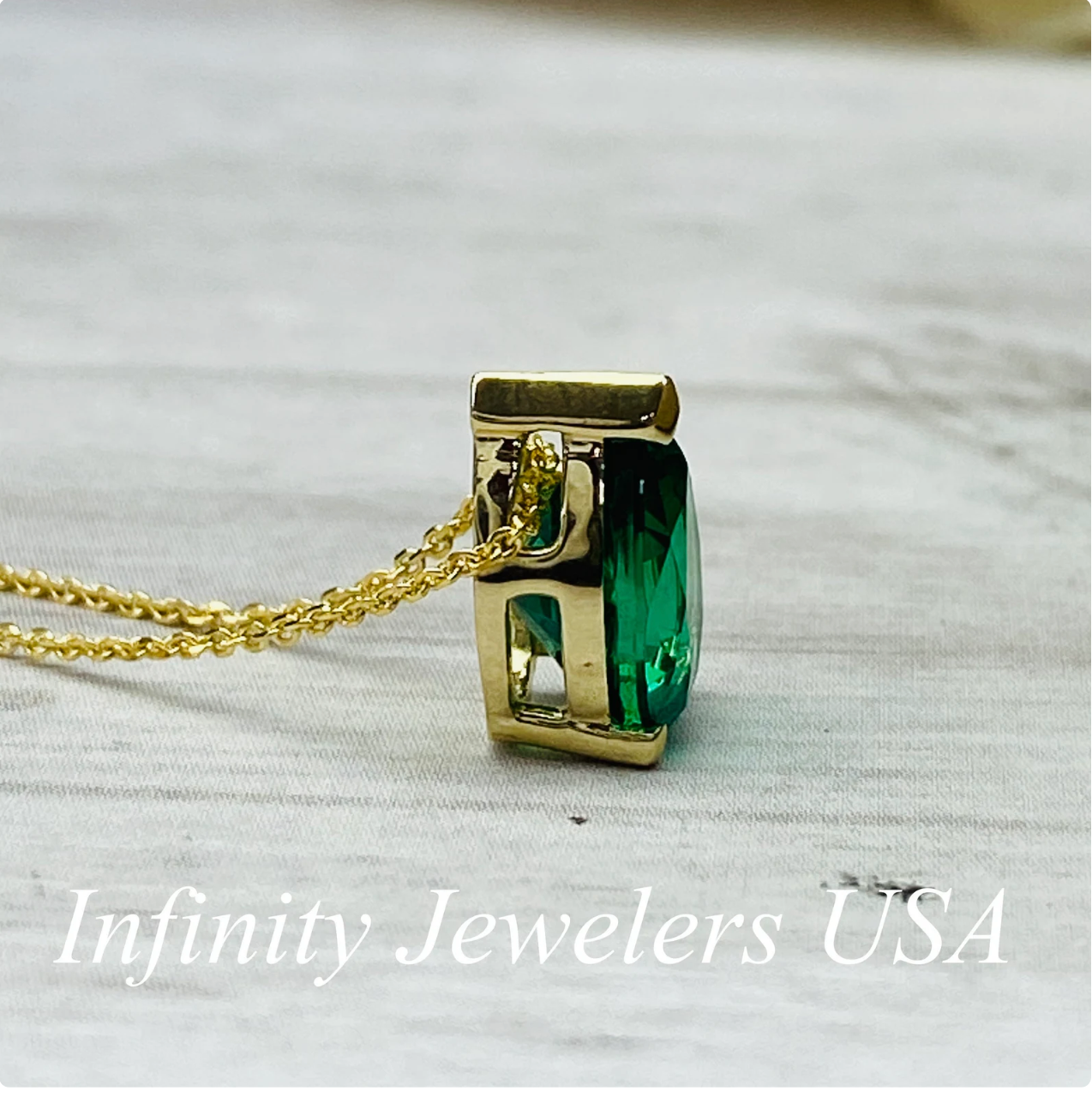 Pear Shape Emerald Solitaire Pendant Necklace For Ladies, 14K Yellow Gold May Birthstone Pendant Gift For Her, Ladies Emerald Necklace #6999