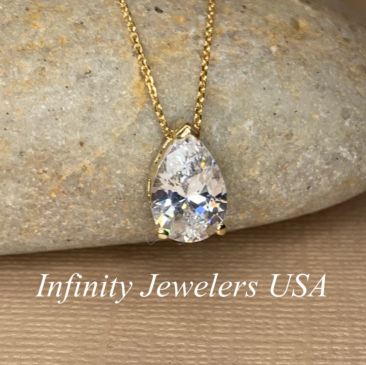 Moissanite Necklace Pear Pendant For Ladies, Pear Shape Solitaire Pendant 14K Gold Necklace, Teardrop Shape April Birthstone Pendant, #4624
