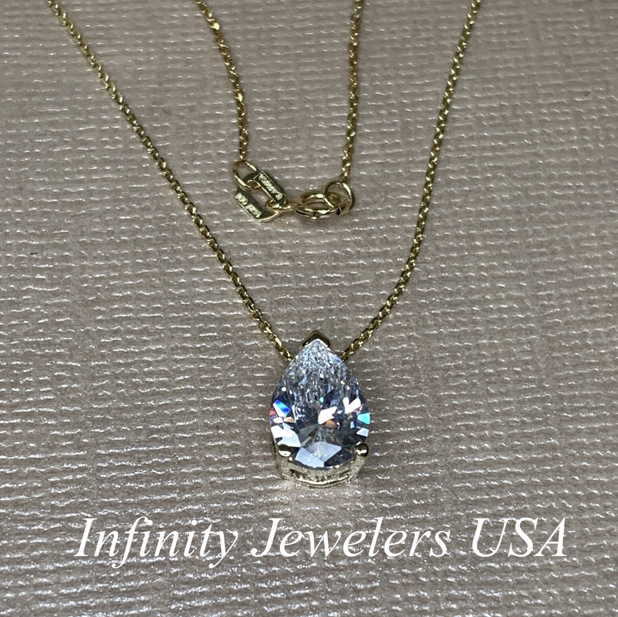 Moissanite Necklace Pear Pendant For Ladies, Pear Shape Solitaire Pendant 14K Gold Necklace, Teardrop Shape April Birthstone Pendant, #4624