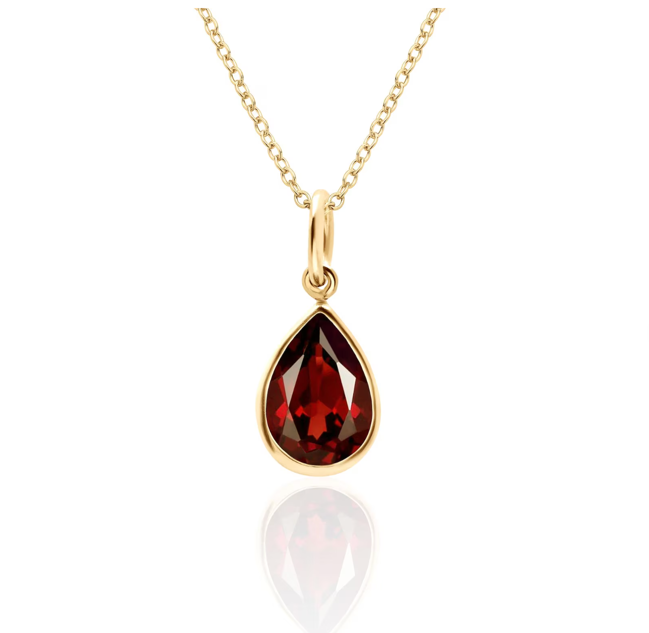 1.8 CT Pear Garnet Pendant Necklace 14K Gold Filled or Sterling Silver, Natural Garnet Jewelry, January Birthstone, 2nd Anniversary Gift