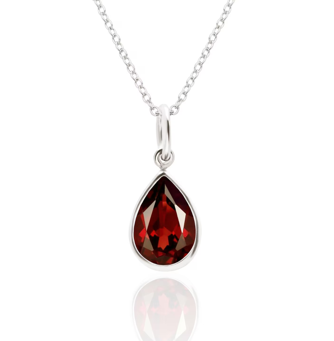 1.8 CT Pear Garnet Pendant Necklace 14K Gold Filled or Sterling Silver, Natural Garnet Jewelry, January Birthstone, 2nd Anniversary Gift